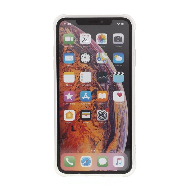 Etui iPhone XS Max Pomarańczowy Biały Narożniki Wzmocnione Marmurem