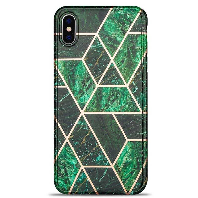 Etui iPhone XS Max Różowy Czarny Krzykliwy Geometryczny Marmur Etui Ochronne