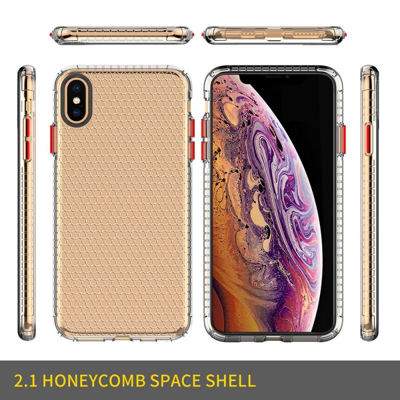 Etui iPhone XS Max Różowy Czarny Projekt W Stylu Plastra Miodu