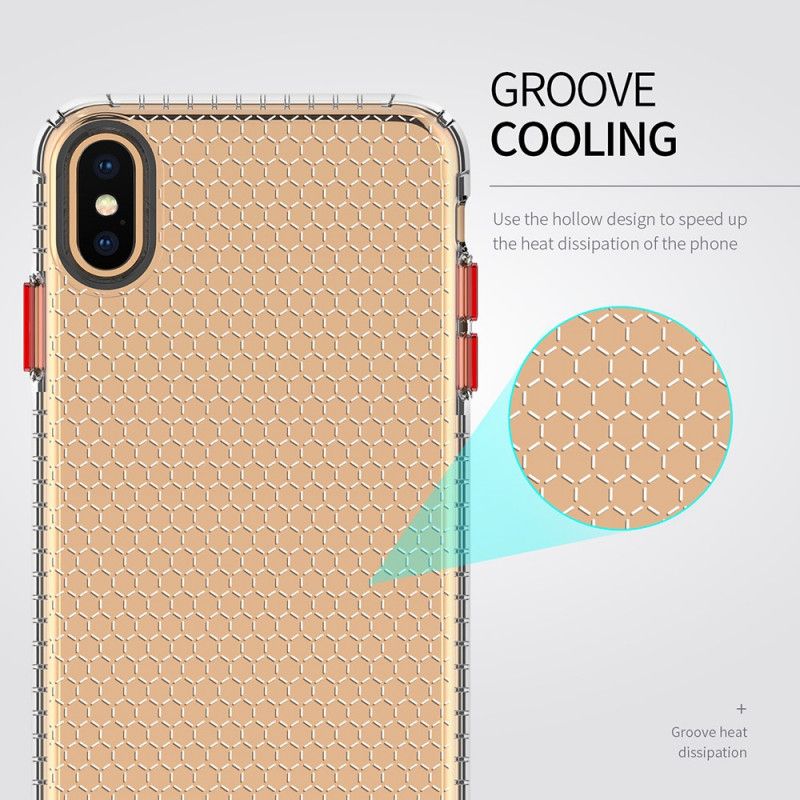 Etui iPhone XS Max Różowy Czarny Projekt W Stylu Plastra Miodu