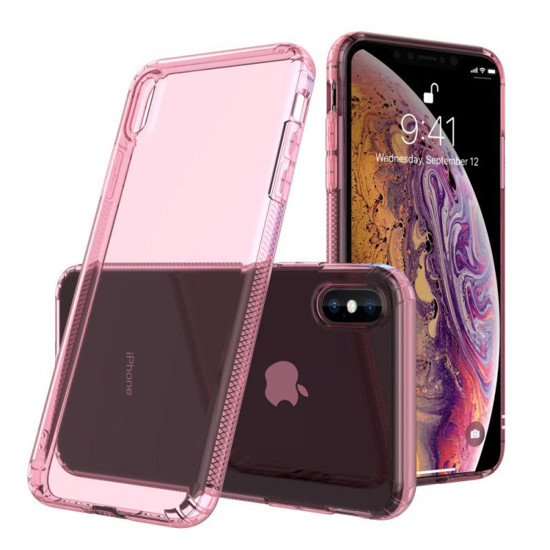 Etui iPhone XS Max Różowy Czarny Przezroczyste Poduszki Ochronne Leeu