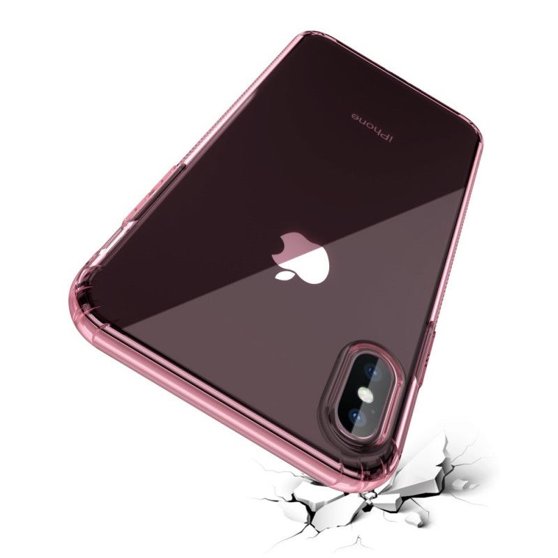 Etui iPhone XS Max Różowy Czarny Przezroczyste Poduszki Ochronne Leeu