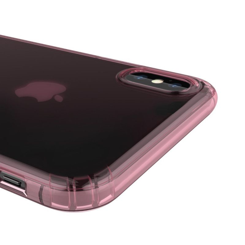 Etui iPhone XS Max Różowy Czarny Przezroczyste Poduszki Ochronne Leeu