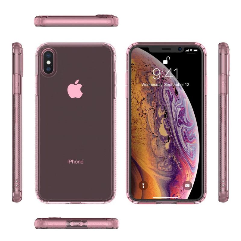 Etui iPhone XS Max Różowy Czarny Przezroczyste Poduszki Ochronne Leeu