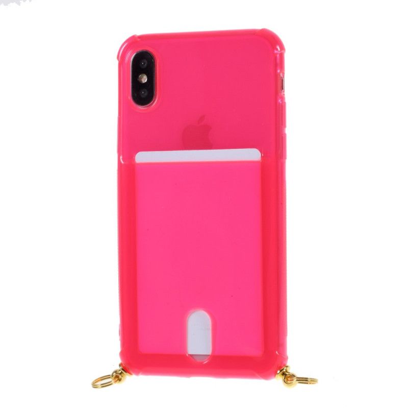 Etui iPhone XS Max Różowy Magenta Przewód Z Uchwytem Na Kartę