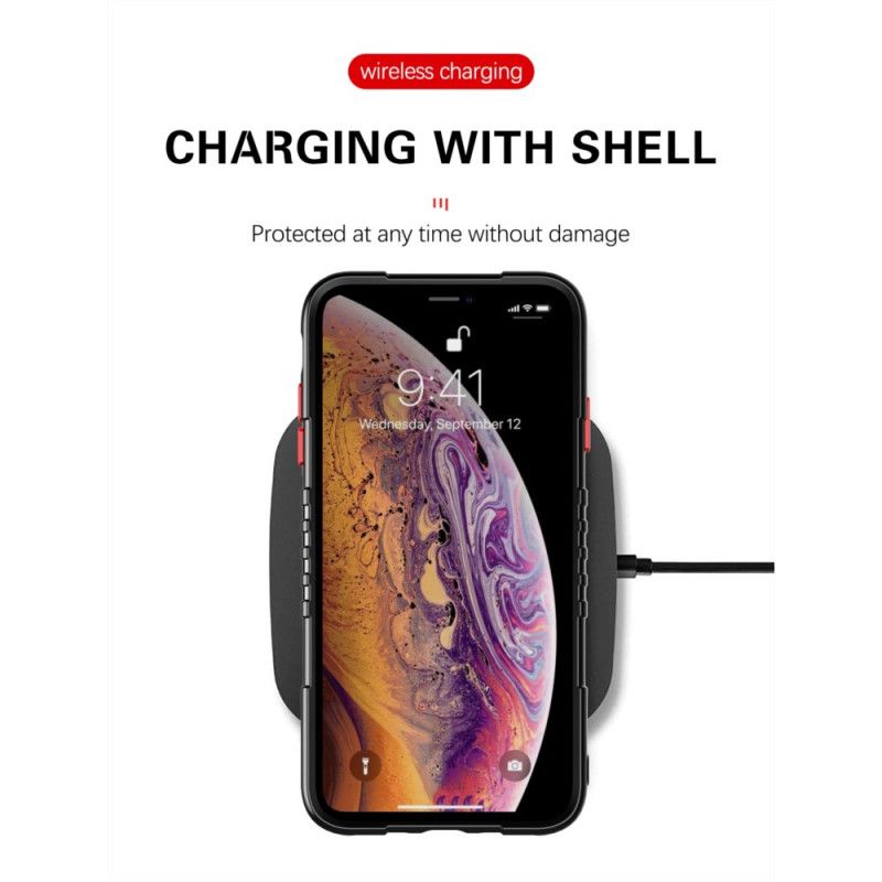 Etui iPhone XS Max Żółty Czarny Tarcza Z Kulą