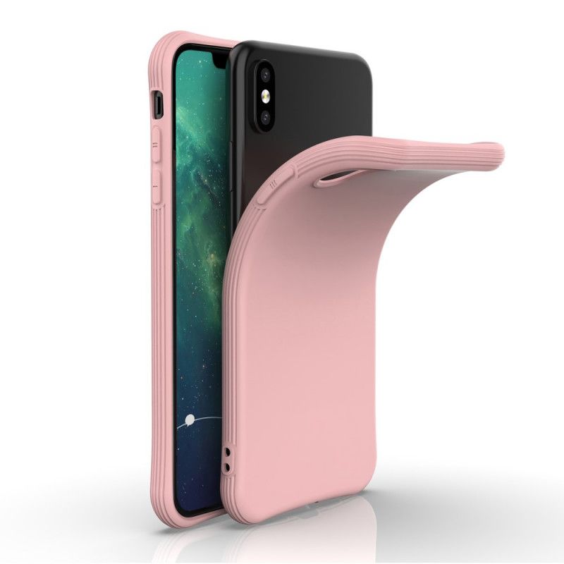 Etui iPhone XS Max Żółty Różowy Elastyczny Matowy Silikon