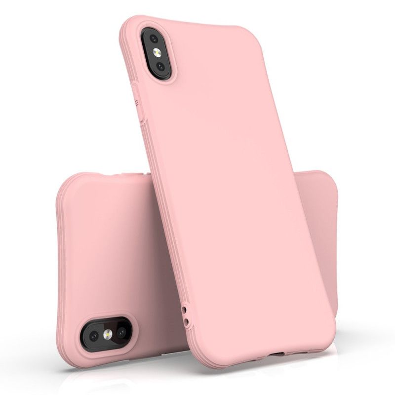 Etui iPhone XS Max Żółty Różowy Elastyczny Matowy Silikon