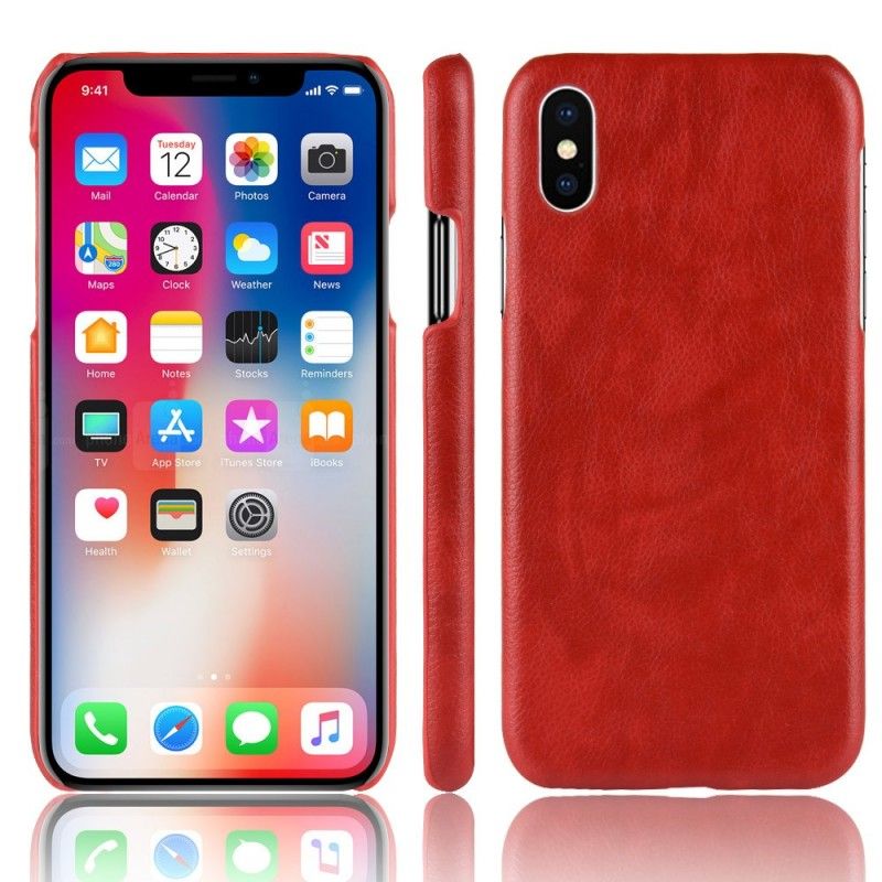 Etui iPhone XS Max Szary Czarny Efekt Skóry Liczi Etui Ochronne