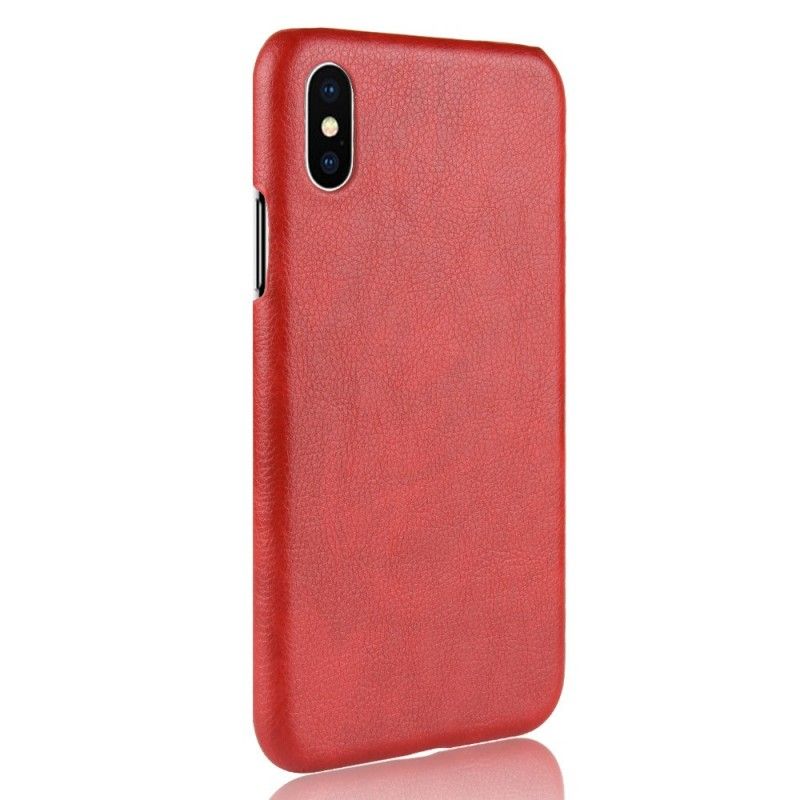 Etui iPhone XS Max Szary Czarny Efekt Skóry Liczi Etui Ochronne