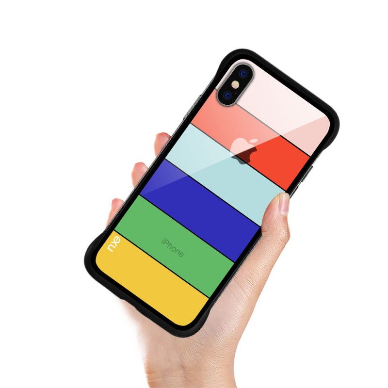 Etui iPhone XS Max Turkusowy Żółty Nxe Serie Tęczowe Etui Ochronne