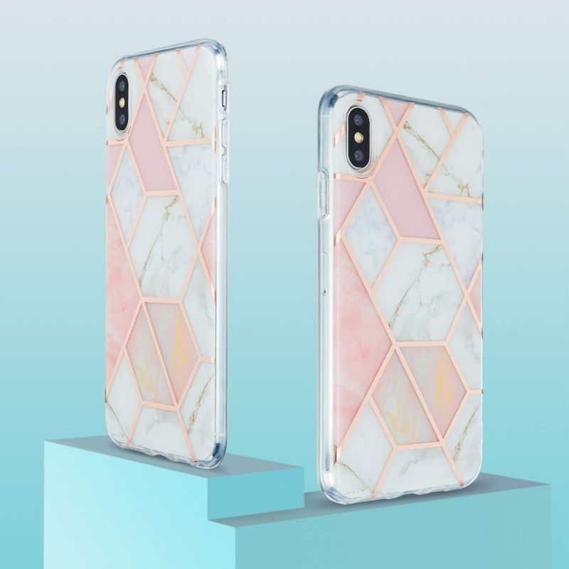 Etui iPhone XS Max Zielony Różowy Wzór W Marmurze