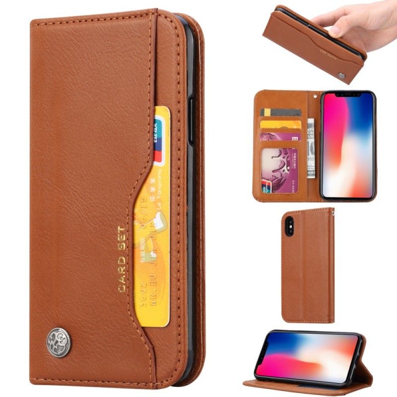 Flip Kotelot iPhone XS Max Czerwony Czarny Etui Na Karty Ze Sztucznej Skóry Etui Ochronne