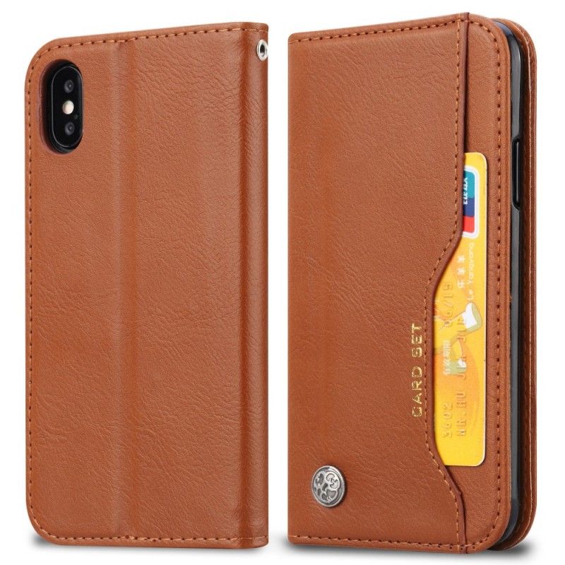 Flip Kotelot iPhone XS Max Czerwony Czarny Etui Na Karty Ze Sztucznej Skóry Etui Ochronne