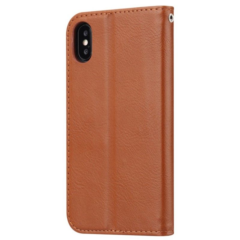 Flip Kotelot iPhone XS Max Czerwony Czarny Etui Na Karty Ze Sztucznej Skóry Etui Ochronne