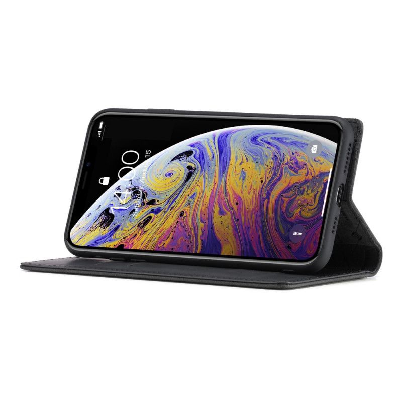 Flip Kotelot iPhone XS Max Czerwony Czarny Lc. Efekt Skóry Timeeke Etui Ochronne