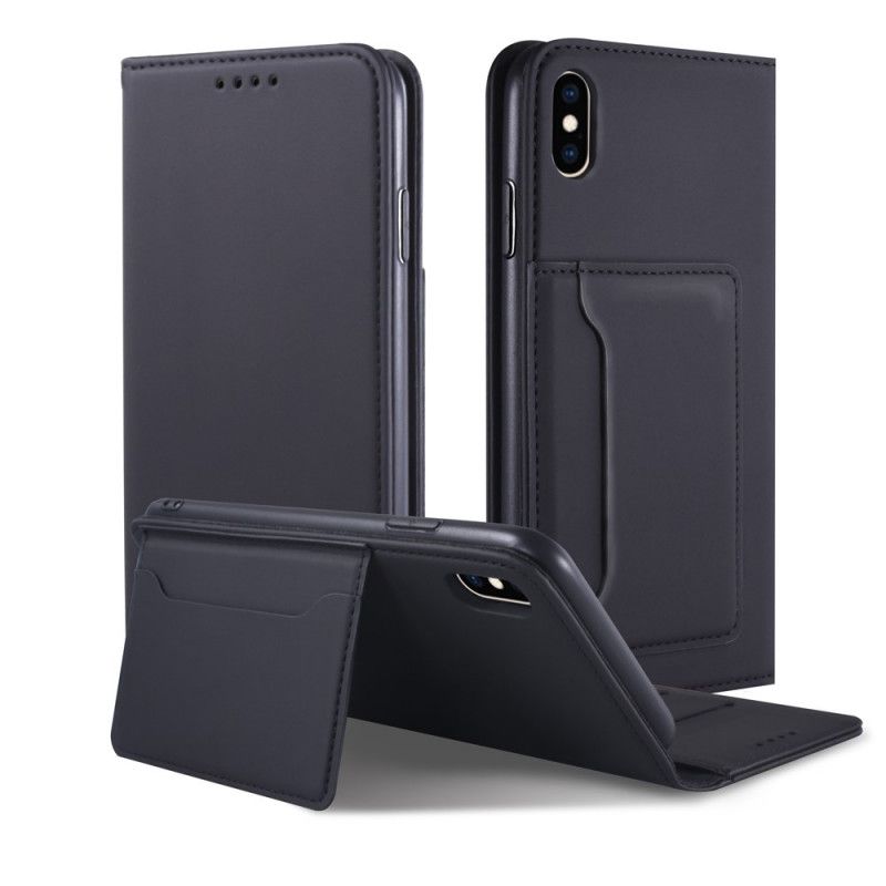 Flip Kotelot iPhone XS Max Czerwony Czarny Uchwyt Na Kartę