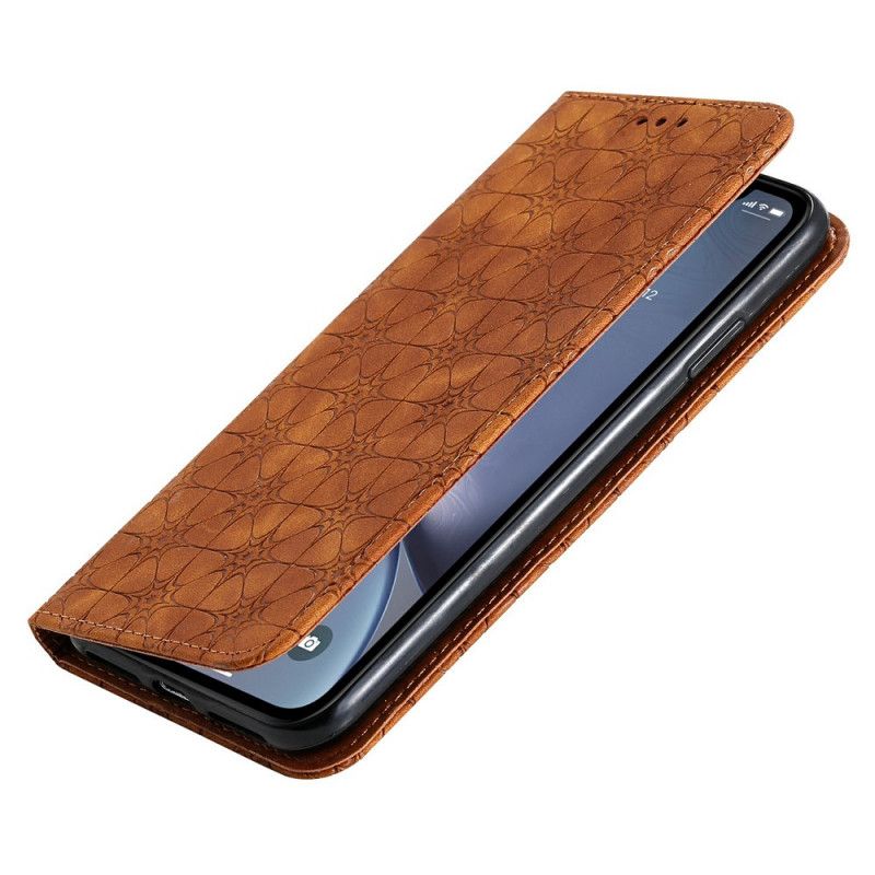 Flip Kotelot iPhone XS Max Granatowy Zielony Etui na Telefon Barokowe Kwiaty