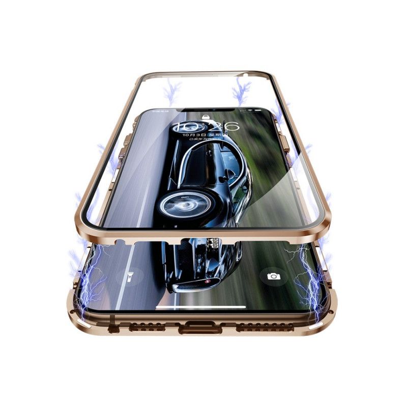 Futerały iPhone XS Max Czerwony Czarny Etui na Telefon Szkło Hartowane Przednie I Tylne