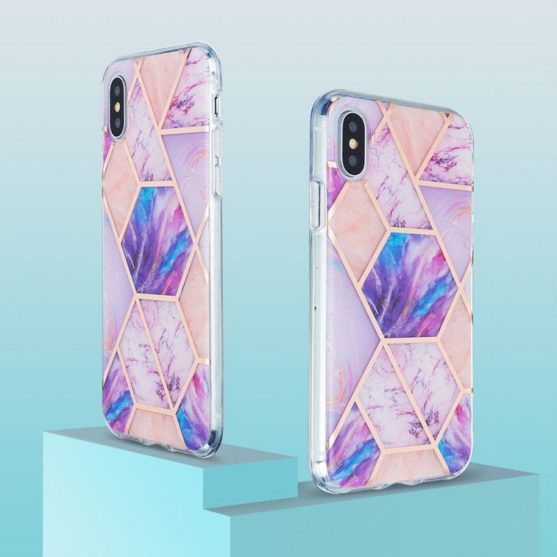 Futerały iPhone XS Max Granatowy Różowy Wzór Marmuru