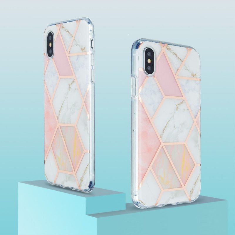 Futerały iPhone XS Max Granatowy Różowy Wzór Marmuru