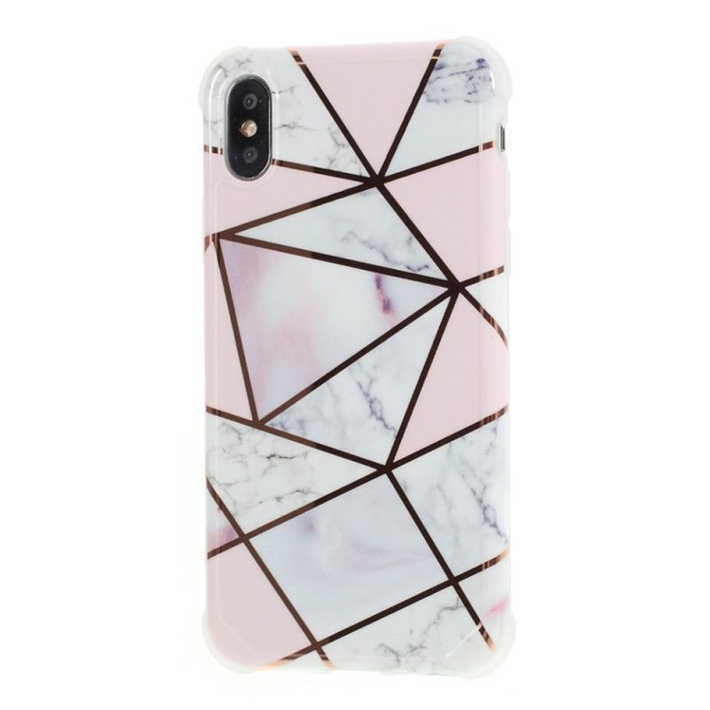 Futerały iPhone XS Max Magenta Biały Etui na Telefon Krzykliwy Geometryczny Marmur