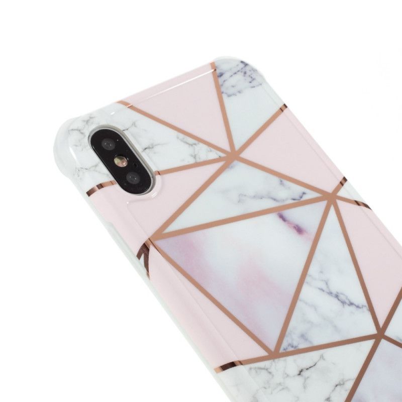 Futerały iPhone XS Max Magenta Biały Etui na Telefon Krzykliwy Geometryczny Marmur