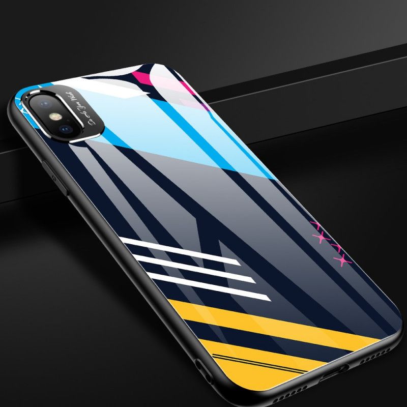 Futerały iPhone XS Max Żółty Magenta Etui na Telefon Szkło Hartowane Artystyczne