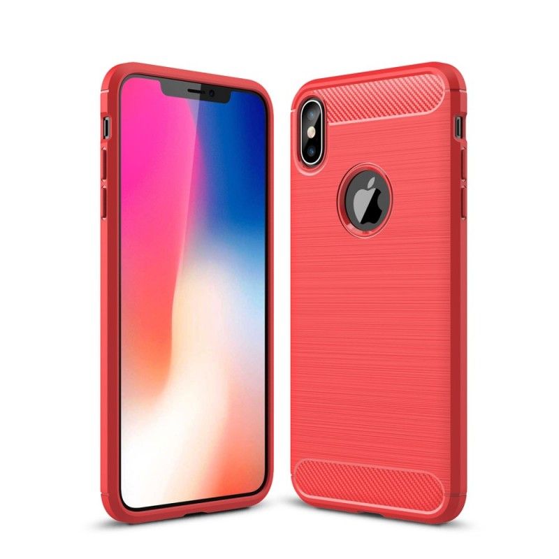 Futerały iPhone XS Max Szary Czarny Etui na Telefon Szczotkowane Włókno Węglowe