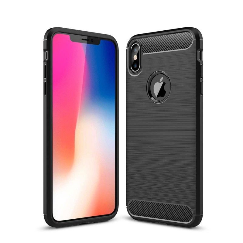 Futerały iPhone XS Max Szary Czarny Etui na Telefon Szczotkowane Włókno Węglowe