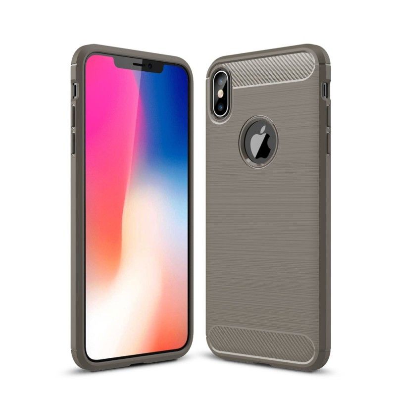 Futerały iPhone XS Max Szary Czarny Etui na Telefon Szczotkowane Włókno Węglowe