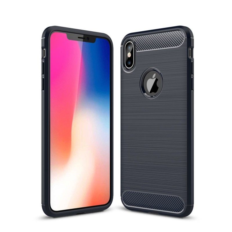 Futerały iPhone XS Max Szary Czarny Etui na Telefon Szczotkowane Włókno Węglowe