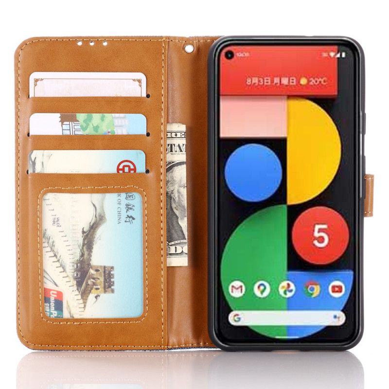 Etui Folio Google Pixel 5 Granatowy Czarny Dżinsy