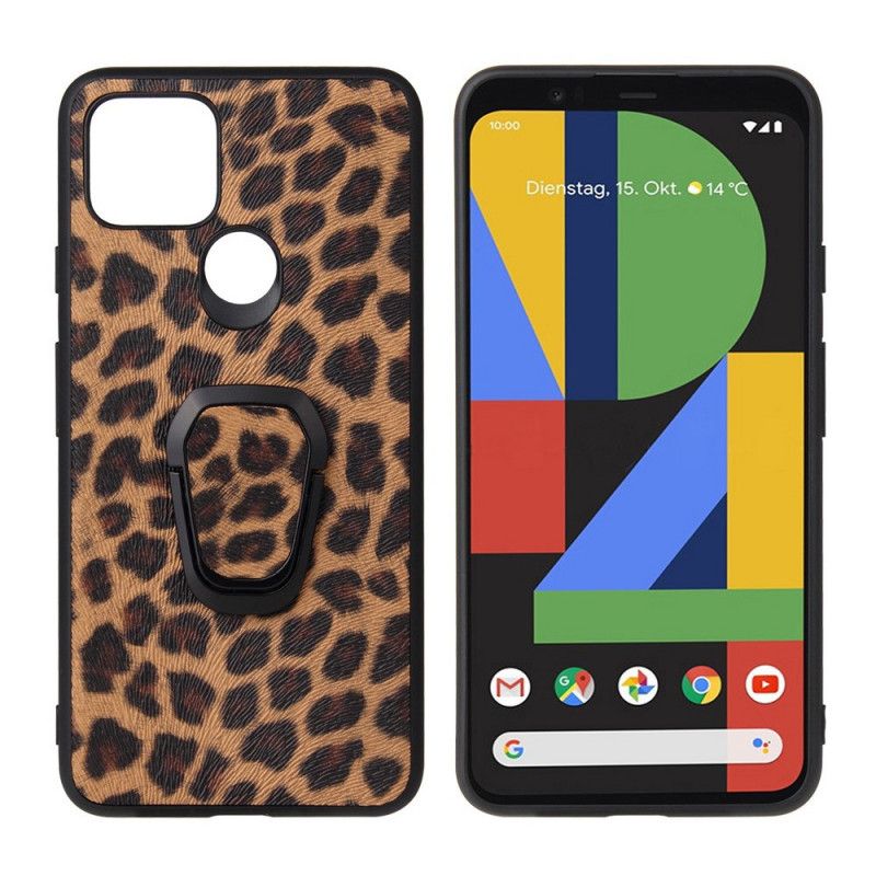 Etui Google Pixel 5 Uchwyt Na Pierścionek W Stylu Lamparta