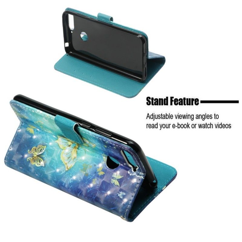 Etui Folio Honor 7A 3D Złote Motyle Etui Ochronne