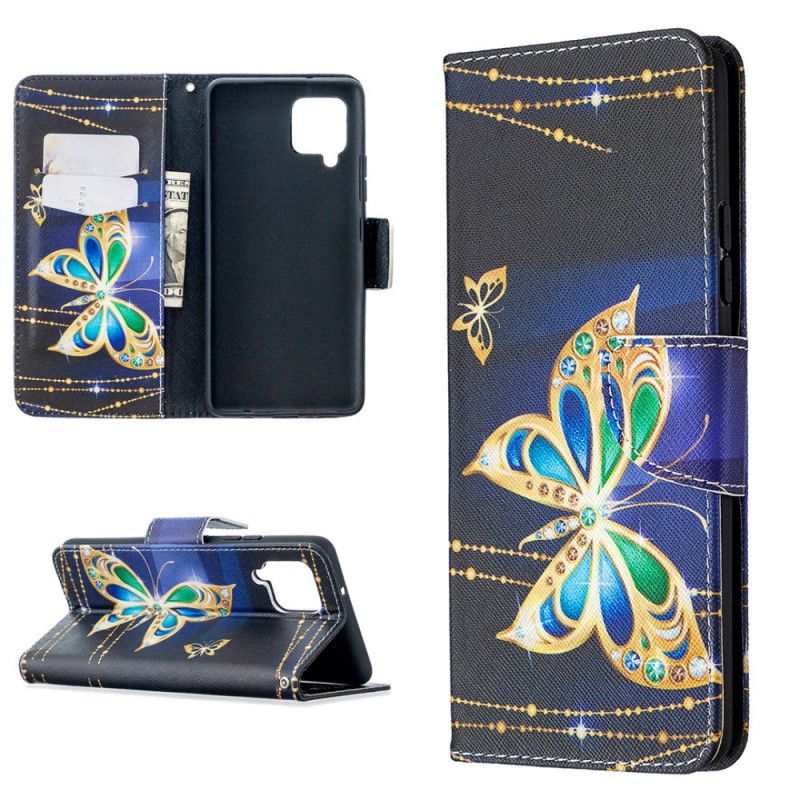 Etui Folio Samsung Galaxy A42 5G Biały Czarny Królowie Motyli