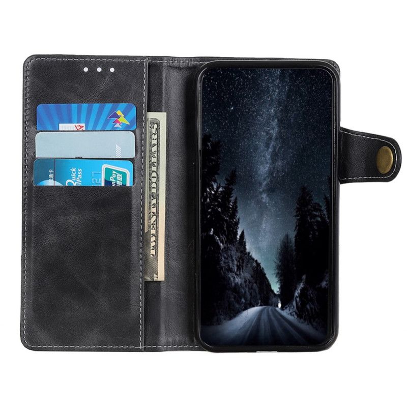 Etui Folio Samsung Galaxy A42 5G Czerwony Czarny Artystyczny Guzik I Szwy