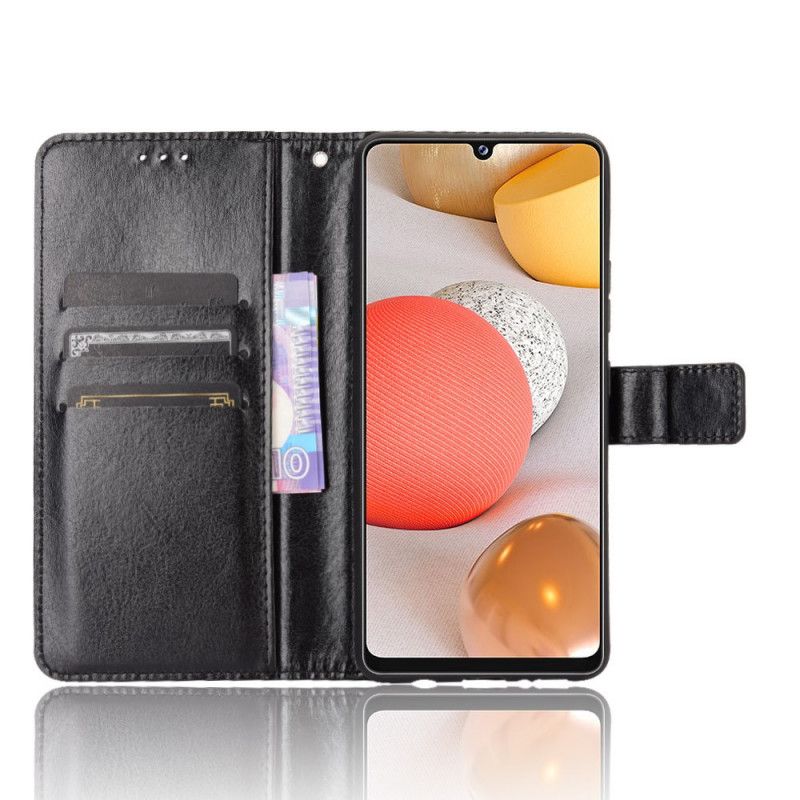 Etui Folio Samsung Galaxy A42 5G Czerwony Czarny Efektowna Sztuczna Skóra