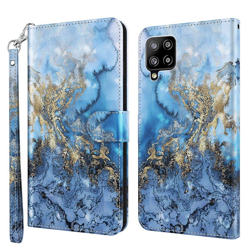 Etui Folio Samsung Galaxy A42 5G Designerski Marmurowy Punkt Świetlny Z Paskiem Etui Ochronne