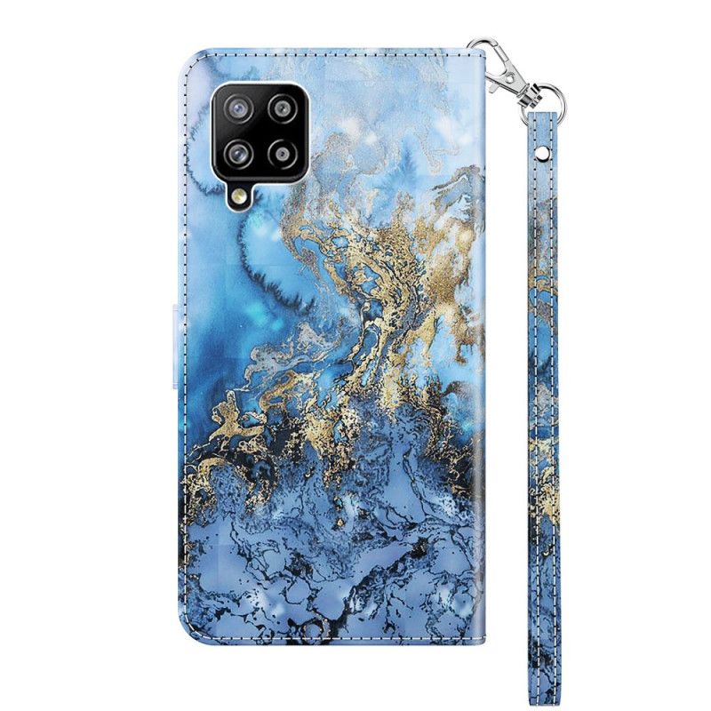 Etui Folio Samsung Galaxy A42 5G Designerski Marmurowy Punkt Świetlny Z Paskiem Etui Ochronne