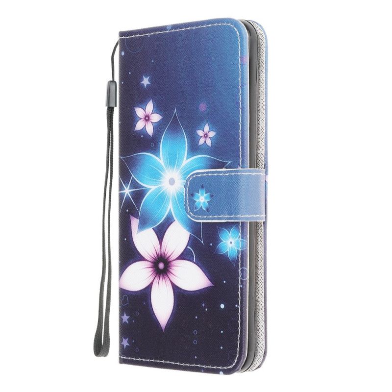 Etui Folio Samsung Galaxy A42 5G Księżycowe Kwiaty Ze Stringami Etui Ochronne