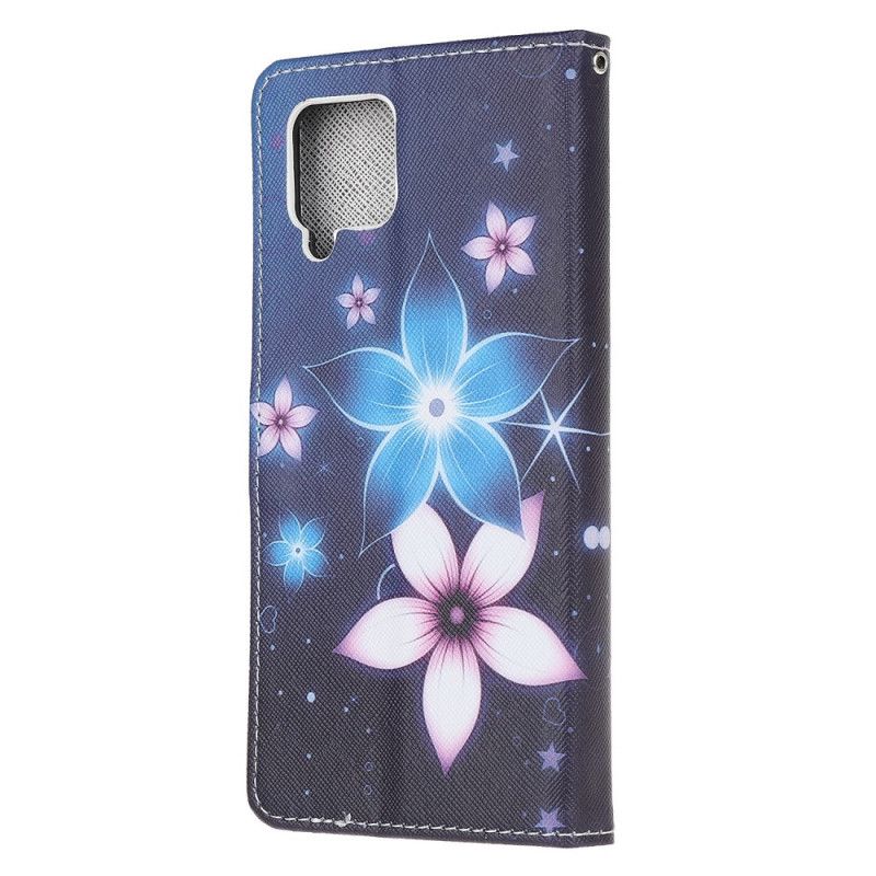 Etui Folio Samsung Galaxy A42 5G Księżycowe Kwiaty Ze Stringami Etui Ochronne