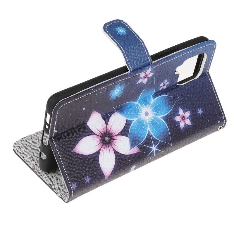 Etui Folio Samsung Galaxy A42 5G Księżycowe Kwiaty Ze Stringami Etui Ochronne