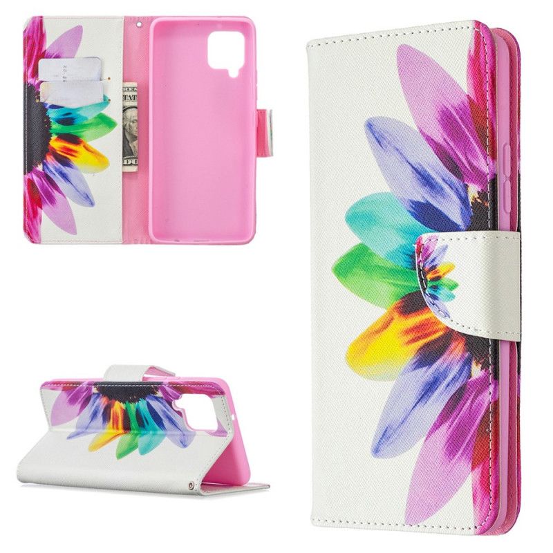 Etui Folio Samsung Galaxy A42 5G Kwiat Akwareli Etui Ochronne