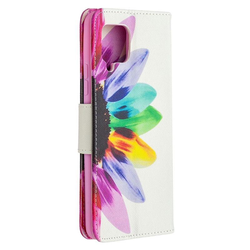 Etui Folio Samsung Galaxy A42 5G Kwiat Akwareli Etui Ochronne