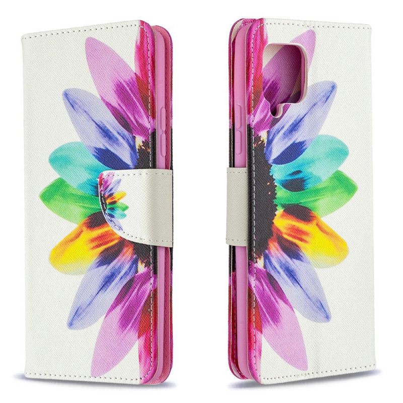 Etui Folio Samsung Galaxy A42 5G Kwiat Akwareli Etui Ochronne