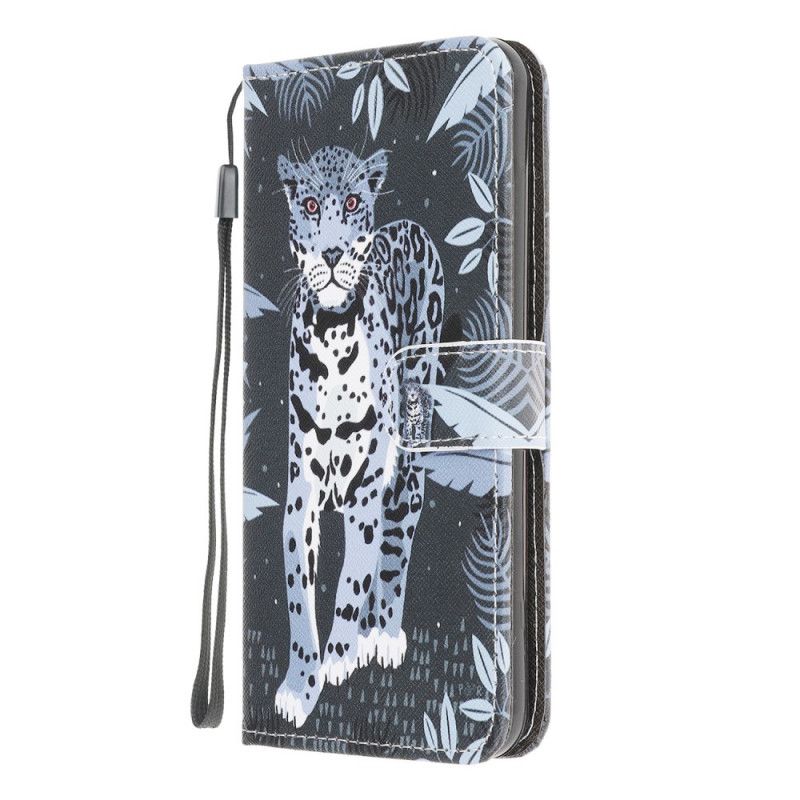 Etui Folio Samsung Galaxy A42 5G Lampart Ze Stringami Etui Ochronne