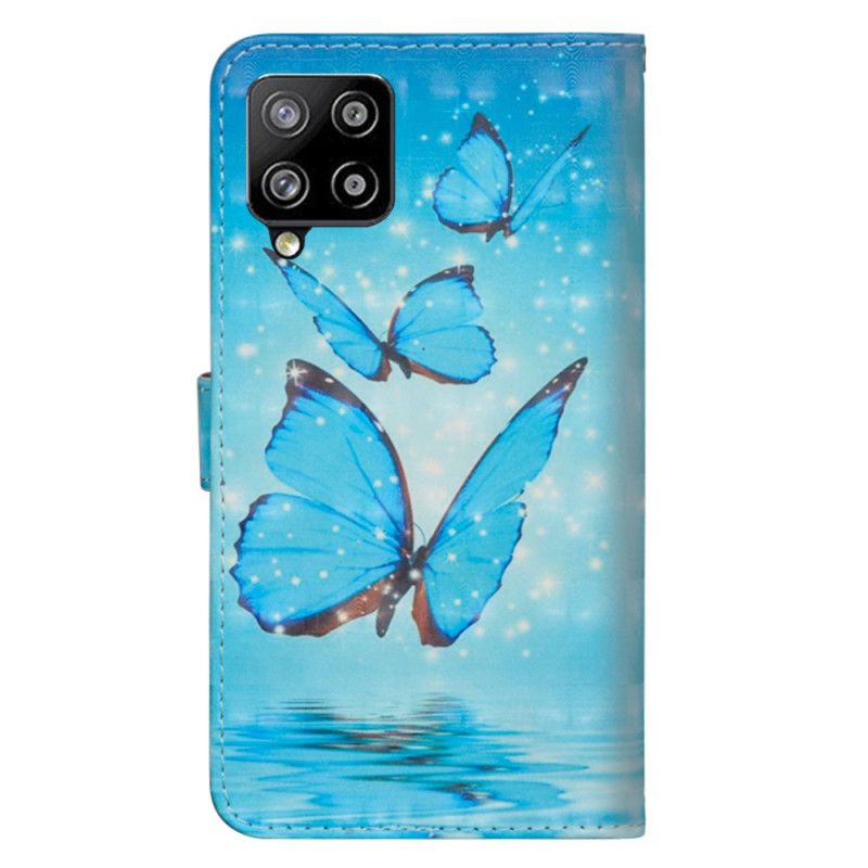 Etui Folio Samsung Galaxy A42 5G Latające Niebieskie Motyle