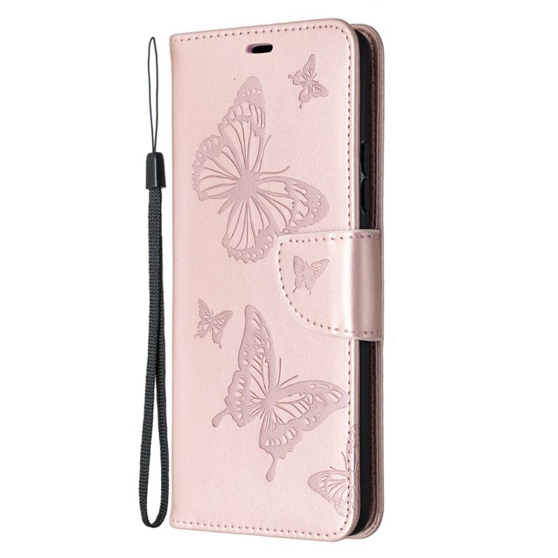 Etui Folio Samsung Galaxy A42 5G Magenta Szary Motyle W Locie Ze Stringami Etui Ochronne