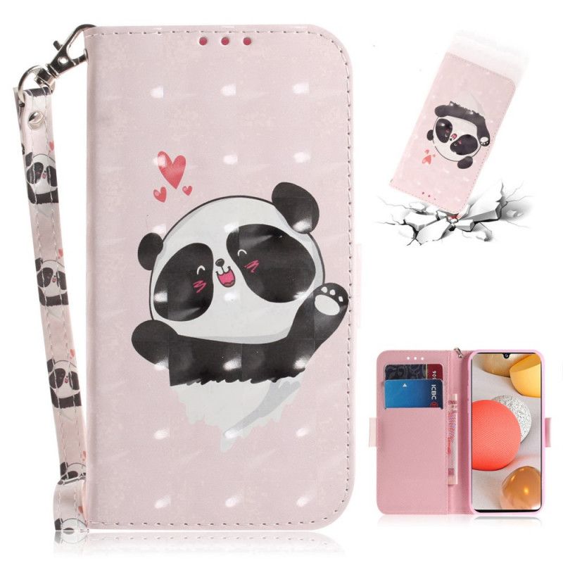 Etui Folio Samsung Galaxy A42 5G Miłość Pandy Ze Stringami